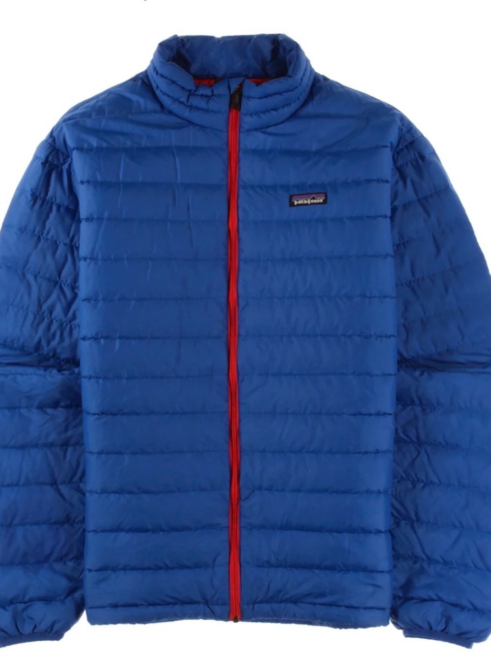 Patagonia men goosedown Blue Puffer Jacket with Red Zip large
